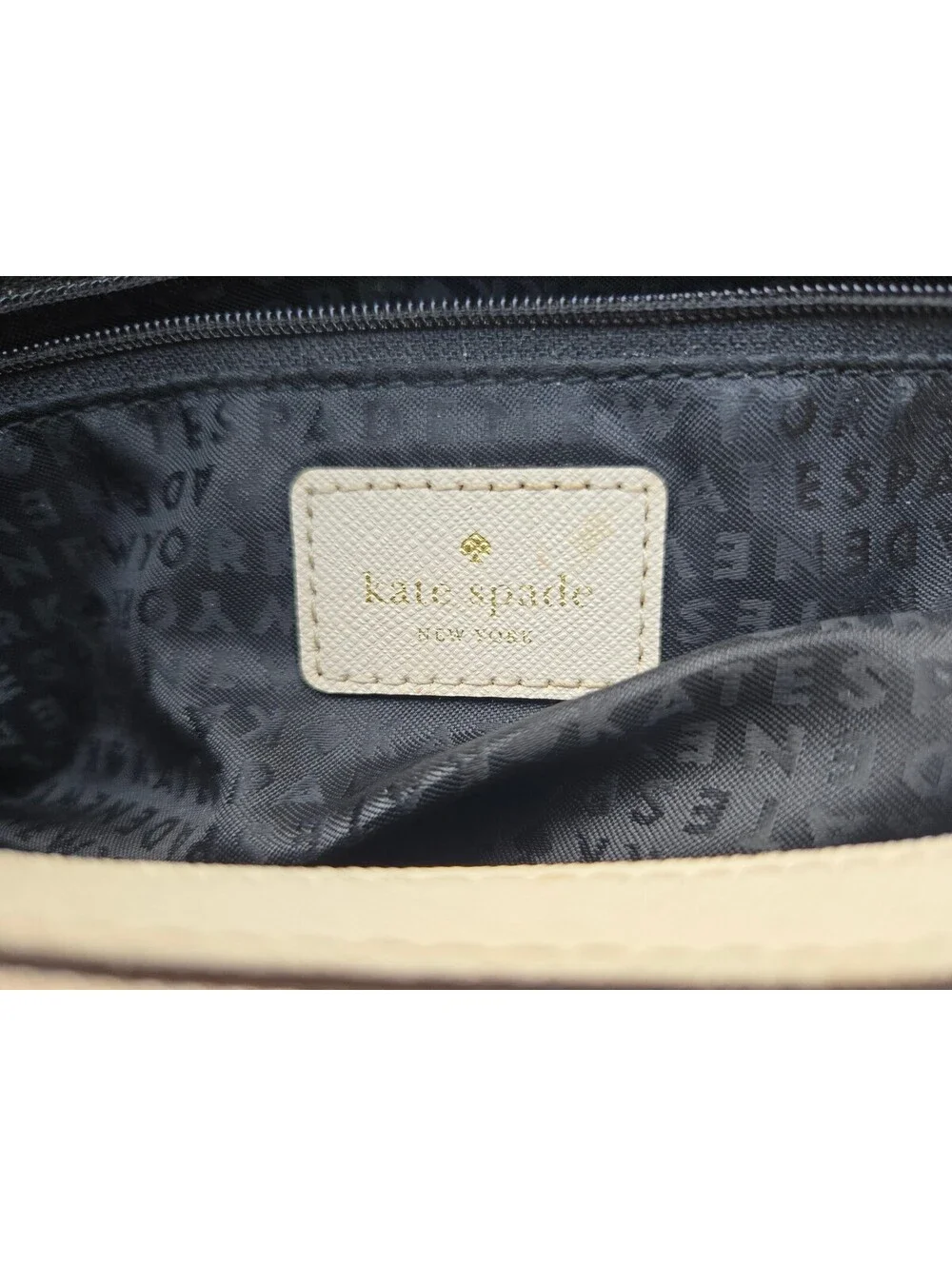 Kate Spade New York Colorblock Tote Handbag Cream Black Leather Shoulder